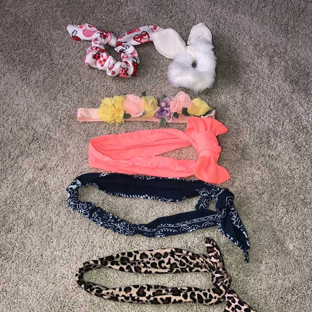 Girls Kids Head bands‎ headbands Hair Ties Accessories Lot (6) Bunny Ears